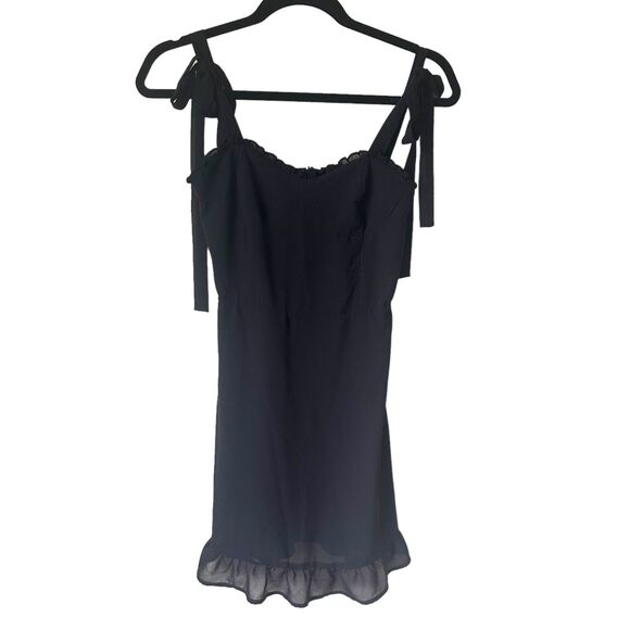 O.P.T Chiffon Ruffled Mini Dress Black Sz XS - Picture 1 of 4